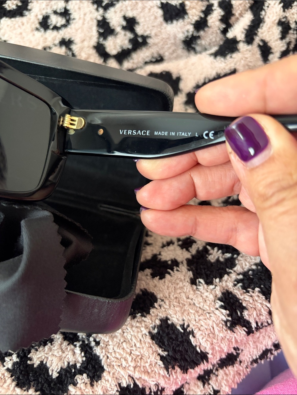 Versace Black Square Sunglasses with Gold Crystal Medallion VE4384b - Picture 9 of 12